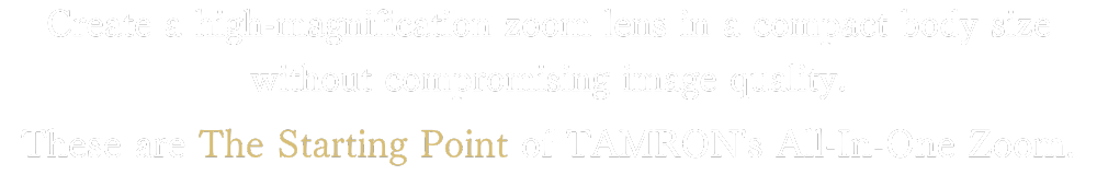 As a pioneer of All-in-one zoom lenses, TAMRON has released numerous All-in-one zoom lenses. This introduces TAMRON’s relentless pursuit and development history, which began with the creation of portable All-in-one zoom lenses. The quest for the ultimate high magnification will continue into the future.