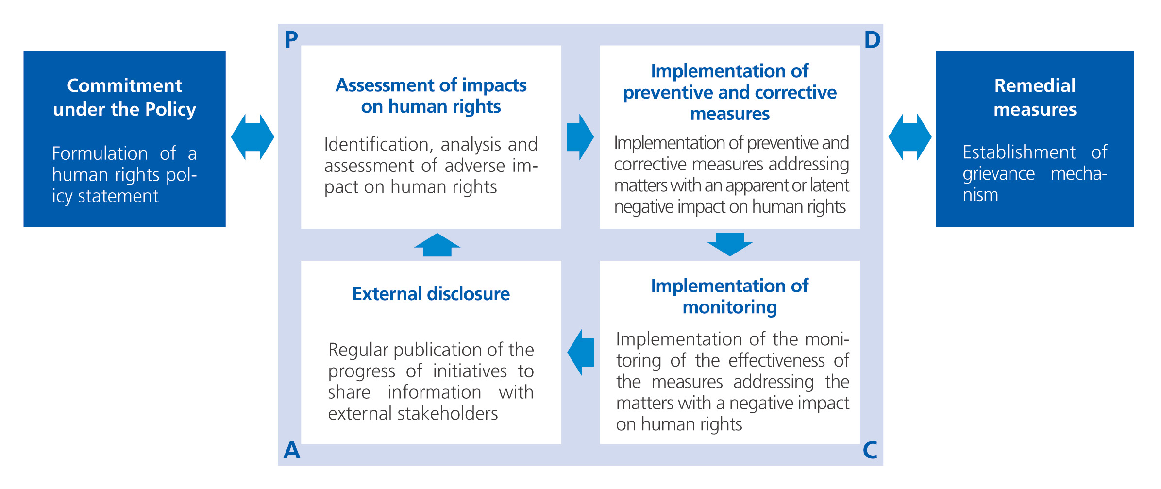 Diagram of the human rights due diligence process