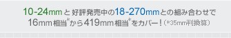 10-24mmと18-270mmとの組み合わせで16mm相当から419mm相当をカバー！