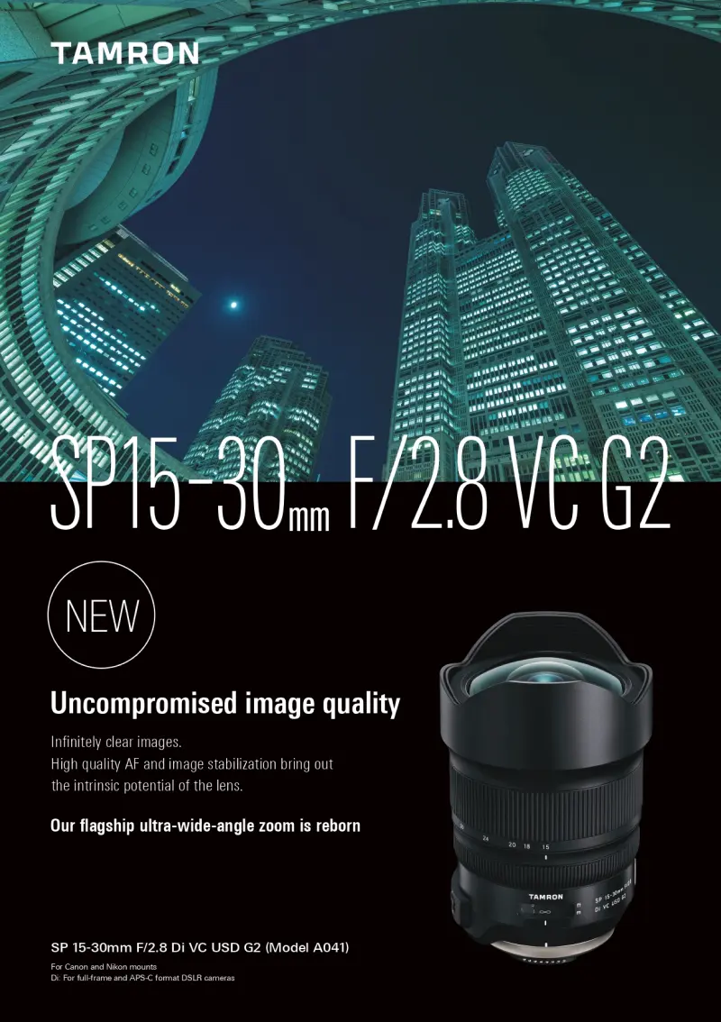 Tamron SP 15-30mm F/2.8 Di VC USD G2 Lens For Nikon - Ultra Wide Angle Zoom With Vibration Control