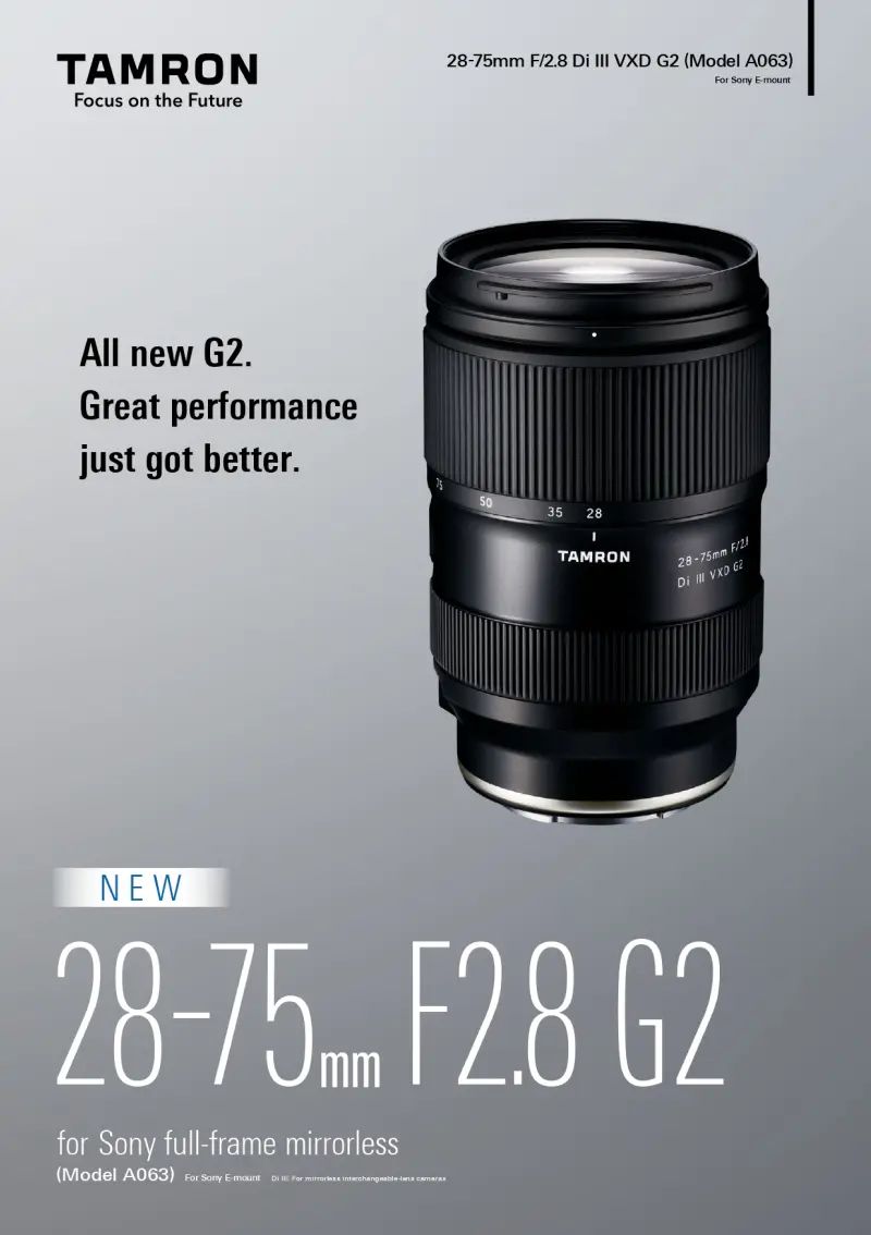  TAMRON - 28-75mm F/2.8 Di III VXD G2 - Zoom Lens for  Full-Frame Mirrorless Sony Cameras - Model A063 Black : Electronics