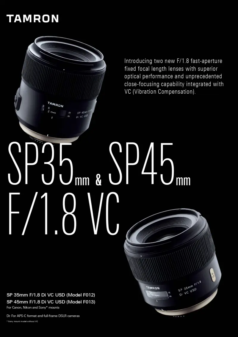 SP 35mm F/1.8 Di VC USD (Model F012) | Specifications | Lenses