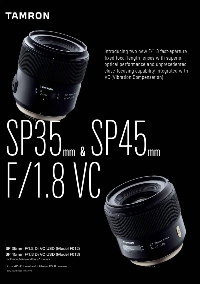 SP 35mm & SP 45mm F/1.8 Di VC USD