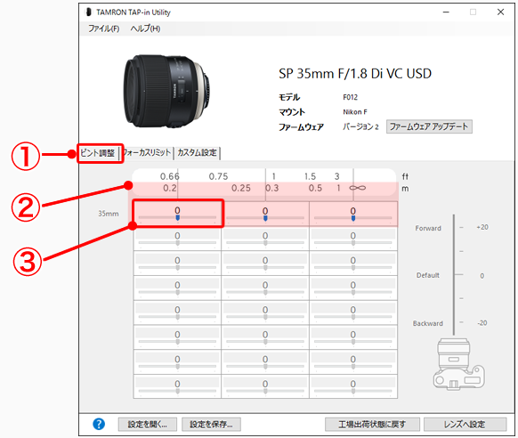 ピント調整